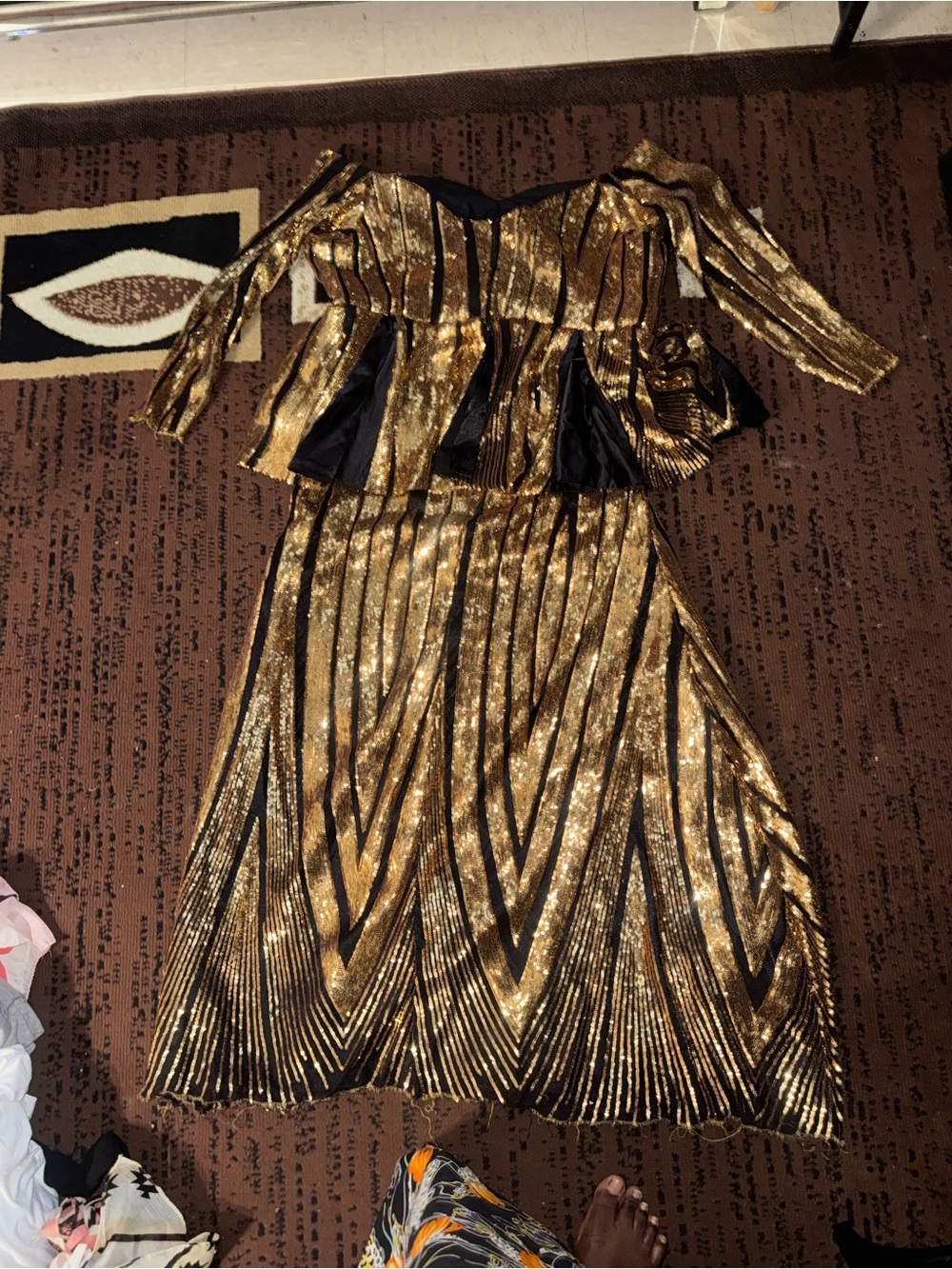 Gold Metallic Pleated Evening Dress - Elegant Wedding Guest Dress